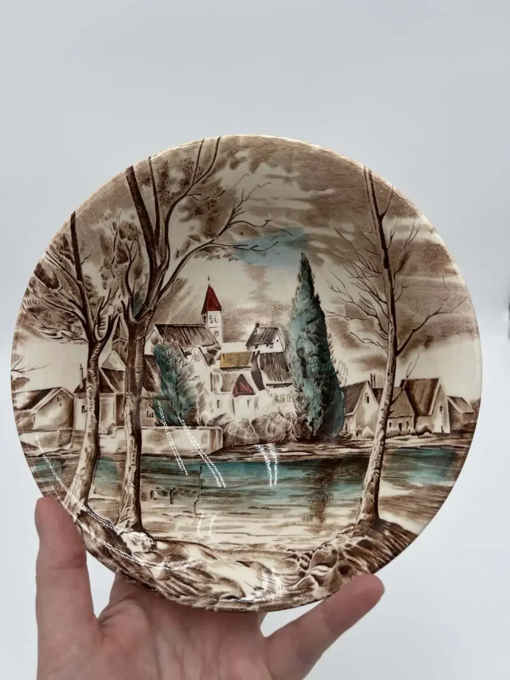 Johnson Brothers Dream Town Serving Bowl 8.25” England Transferware Vintage